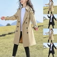 thumbnail image 1 of MKOSPLRT Girls Cotton Trench Coat Double Breasted Notch Collar Overcoat Outerwear Long Sleeve Solid Windbreaker with Pocket 4-15Y, 1 of 8