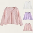 thumbnail image 1 of MKOSPLRT Girls' Crochet Cardigans 4-16Y Long Sleeve Hollow Out Button Closure Knit Shrug Sweaters Solid Lightweight Fall Bolero Cardiganas, 1 of 4