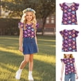 thumbnail image 1 of MKOSPLRT Girls' Easter Bunny Print Ruffle Sleeve T-Shirt Soft Cotton Summer Top Loose Fit Graphic Tees 12 Years, 1 of 7