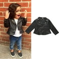 thumbnail image 1 of MKOSPLRT Girls Faux Leather Jackets Full Zip Motorcycle Jacket Lapel Notched Collar Biker Outerwear Jackets with Pocket 6M-5Y, 1 of 9