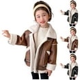 thumbnail image 1 of MKOSPLRT Girls Faux Shearing Jacket Warm Faux Suede Fleece Lined Winter Coat Thicken Button Parka Coat Sherpa Outwear with Pokcet 2-10Y, 1 of 10