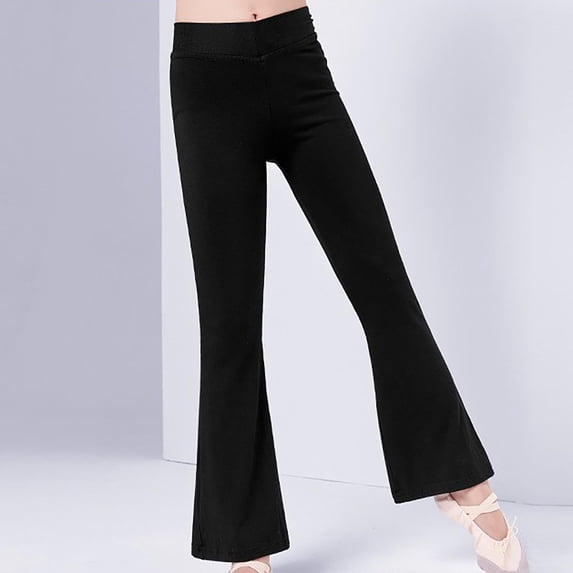 MKOSPLRT Girls Flare Pants High Waisted School Uniform Pant Bell Bottom Leggings with Pockets Solid Active Sport Gym Bootcut Pants