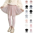thumbnail image 1 of MKOSPLRT Girls Footless Leggins with Tutu Ruffle Lace Flower Skirt Sparkly Print Mesh Tiered Skorts Toddler Cotton Pantskirt 2-10Y, 1 of 6