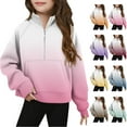 thumbnail image 1 of MKOSPLRT Girls' Gradient Fall Sweatshirts with Thumb Holes Long Sleeve Zip Mock Neck Pullover Tops Casual Loose Sweat Shirts 5-14Y, 1 of 5