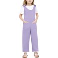 thumbnail image 1 of MKOSPLRT Girls Jumpsuits Sleeveless Tie Knot Casual Jumpsuits One Piece Scoop Neck Baggy Wide Leg Overalls Solid Jumpers with Pocket Kids Clothes, 1 of 9