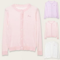 MKOSPLRT Girls Long Sleeve Cardigan Sweater Button Down Closure Knitted Ribbed Cardigan Solid Lightweight Fall Sweaters 4-16Y