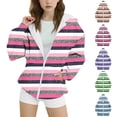 thumbnail image 1 of MKOSPLRT Girls' Oversized Full Zip Hoodies with Pocket 4-15Y Casual Long Sleeve Fleece Lined Sweatshirts Funny Striped Graphic Hoodies, 1 of 6