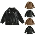 thumbnail image 1 of MKOSPLRT Girls PU Faux Leather Moto Jacket 2-14Y Motorcycle Oblique Zipper Coat with Lapel Collar Biker Jacket for Toddler Kids, 1 of 8