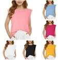 thumbnail image 1 of MKOSPLRT Girls Short Sleeve T Shirts Kids Summer Tops Sleeveless Crew Neck Lounge Tees Solid Color Comfy Tanks Loose Fit Tshirts 5-13Y, 1 of 9