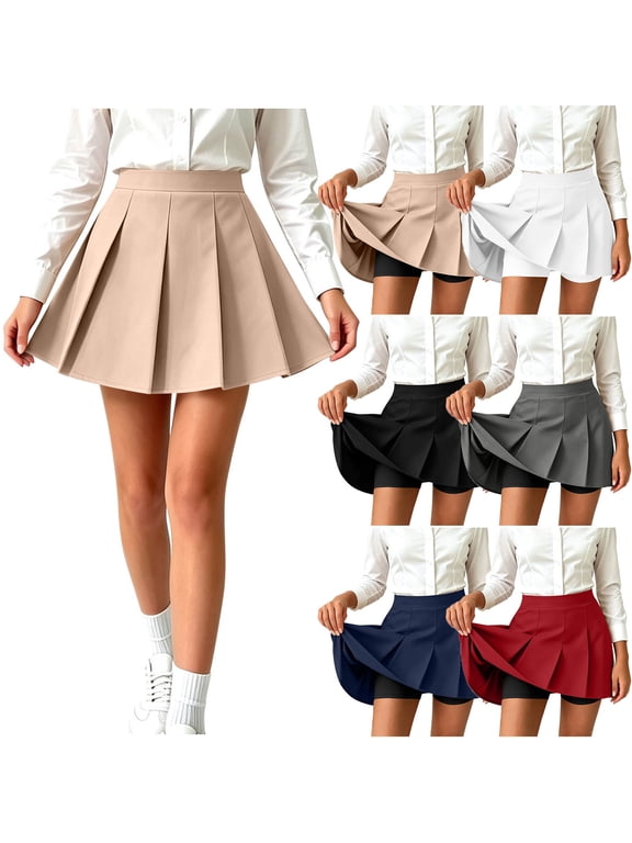 Girls Solid High Waist Plain Pleated Skirt Skater Tennis School Uniform Classic A-line Mini Skirts Kids Clothes 3-15 Years
