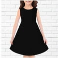 thumbnail image 1 of MKOSPLRT Girls Summer Dresses Sleeveless Crewneck Midi Dress Basic Solid Coloe Party Dress Flowy Wedding Knee Length Dresses 4-14 Years, 1 of 3