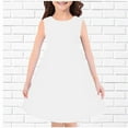 thumbnail image 1 of MKOSPLRT Girls Summer Dresses Sleeveless Crewneck Midi Dress Basic Solid Coloe Party Dress Flowy Wedding Knee Length Dresses 4-14 Years, 1 of 3