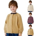 thumbnail image 1 of MKOSPLRT Girls Sweaters Kids Open Front Button Down Knit Cardigans Crew Neck Long Sleeve Chunky Sweater Jackets 3-8 Years, 1 of 6