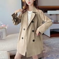thumbnail image 1 of MKOSPLRT Girls Trench Coats 4-13Y Long Sleeve Classic Oversized Jackets Notched Collar Cotton Trench Pea Coat Long Windbreaker with Pocket, 1 of 9
