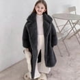 thumbnail image 1 of MKOSPLRT Girls Winter Dress Coat Faux Fur Outwear Notch Collar Open Front Long Windbreaker Clothes Warm Overcoat Kids Fleece Jacket 2-10Y, 1 of 6