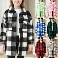 thumbnail image 1 of MKOSPLRT Girls Winter Fleece Jacket Warm Thicken Sherpa Coat Plaid Fuzzy Shacket Lapel Collar Outerwear with Pocket 4-15 Years, 1 of 10