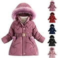 thumbnail image 1 of MKOSPLRT Girls Winter Jacket Heavyweight Fleece Outerwear Jackets Hooded Long Puffer Coat Windproof Parka with Pocket 4-12Y, 1 of 5