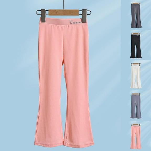 MKOSPLRT Girls Yoga Flare Leggings 2-13 Years High Waist Stretchy Gym Bootcut Pants Solid Slim Fit Bell Bottoms Sport Leggings