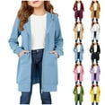 thumbnail image 1 of MKOSPLRT Girls Zip Up Long Hoodies with Pocket Oversized Fall Sweatshirts Jackets Long Sleeve Solid Lounge Hoodies Coats 5-14Y, 1 of 8
