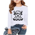 thumbnail image 1 of MKOSPLRT Highland Cow Tops for Girl Long Sleeve Westerna T Shirts Round Neck Cute Shirts Casual Loose Blouses 2-15 Years Gifts for Kid, 1 of 8