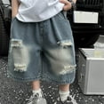 thumbnail image 1 of MKOSPLRT Kid's Jorts Baggy Jeans Jorts High Waisted Denim Shorts Distressed Ripped Y2K Shorts Summer Hot Shorts with Pocket Streetwear, 1 of 3