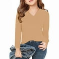 thumbnail image 1 of MKOSPLRT Kid's Long Sleeve Shirts V Neck Loose Fit T Shirts Basic Solid Color Tops Casual Dressy Blouses Fashion Spring Tees for Girl Boy, 1 of 5