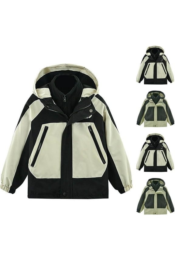 Kid's Ski Jackets 3 in 1 Waterproof Winter Jackets Snow Jackets Windproof Hooded with Inner Warm Fleece Coat 3-13 Years