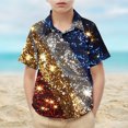 thumbnail image 1 of MKOSPLRT Kids American Flag Button Down Shirts 2-15 Years Short Sleeve Sparkly Party Shirts 4th of July Lounge T Shirts for Girl Boy, 1 of 9