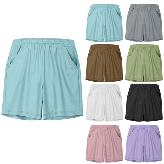 MKOSPLRT Kids Athletic Shorts with Pocket Elastic Waist Quick Drying Hiking Shorts Solid Color Baggy Runnig Shorts 4-17 Years