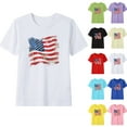 thumbnail image 1 of MKOSPLRT Kids Boys American Flag Shirts 4th of July T-Shirt Toddler Girls Cotton Patriotic Tops Short Sleeve Independence Day Clothes 2-15 Years, 1 of 5