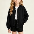 thumbnail image 1 of MKOSPLRT Kids Button Down Jackets Lightweight Bomber Jacket Coats Long Sleeve Solid Casual Sweatshirt Outerwear with Pocket 4-15 Years, 1 of 6