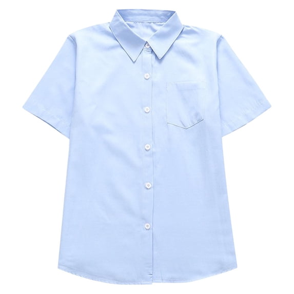 MKOSPLRT Kids Button Down Shirts Short Sleeve Casual T Shirts Lapel Collar Solid Color Tops Loose Fit Blouses 10-16Years Kids Clothes