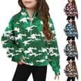thumbnail image 1 of MKOSPLRT Kids Camo Sweatshirts with Thumb Holes Zip Mock Neck Pullover Crop Tops Long Sleeve Graphic Raglan Shirts 5-14 Years, 1 of 5