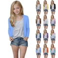 thumbnail image 1 of MKOSPLRT Kids Cardigans 5-14Y Girls Long Sleeve Open Front Cardigans Solid Cotton Fall Lightweight Cardigan Casual Loose School Uniform, 1 of 8