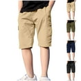thumbnail image 1 of MKOSPLRT Kids Cargo Shorts for Boy Elastic Waist Wide Leg Shorts Casual Knee Length Shorts Basic Solid Color Shorts Baggy Athletic Shorts with Pocket, 1 of 9