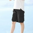 thumbnail image 1 of MKOSPLRT Kids Cargo Shorts with Pocket 3-14 Years Elastic Waist Knee Length Shorts Solid Color Lounge Wide Leg Shorts Gifts for Children, 1 of 5