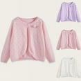 thumbnail image 1 of MKOSPLRT Kids Crochet Cardigans 4-16Y Open Front Button Closure Knit Sweaters Solid Bolero Shrug Cardigans Bow Evening Cardigan, 1 of 4