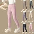 thumbnail image 1 of MKOSPLRT Kids Fleece Lined Leggings 2-15Y High Waist Stretch Sherpa Tights Warm Yoga Workout Dancewear Leggings Solid Winter Stockings, 1 of 7