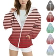 thumbnail image 1 of MKOSPLRT Kids Full Zip Hoodies with Pocket 4-15Y Girls Oversized Striped Sweatshirts Long Sleeve Drop Shoulder Hoodies for Fall Winter, 1 of 5