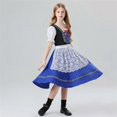 thumbnail image 1 of MKOSPLRT Kids German Dress 5-12Y Oktoberfest Cospaly Set Puff Short Sleeve Square Neck Knee Length Dress Retro Dirndl with Lace Apron, 1 of 4
