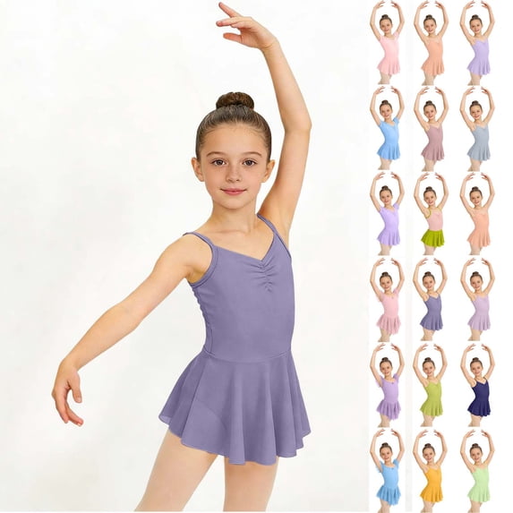 MKOSPLRT Kids Girls Sleeveless Leotard for Ballet Dance Gymnatics One Piece Ballet Leotards Tutu Dress Bodysuit Dancewear Pink 12-13 Years
