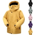 thumbnail image 1 of MKOSPLRT Kids Hooded Puffer Jacket 7-17Y Waterproof Fleece Lined Rain Jacket Warm Puffer Coats Solid Full Zip Outerwear with Pocket, 1 of 5