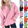 thumbnail image 1 of MKOSPLRT Kids Oversized Hoodies Long Sleeve Raglan Sweatshirts Solid Fleece Lined Pullover Tops Casual Loose Fall Hoodies with Pocket 5-15Y, 1 of 7