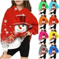 thumbnail image 1 of MKOSPLRT Kids Oversized Hoodies Marry Christmas Sweatshirts Long Sleeve Drop Shoulder Pullover Tops Xmas Party Snowman Graphic Hoodies, 1 of 4