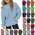thumbnail image 1 of MKOSPLRT Kids Oversized Sweatshirts Long Sleeve Drop Shoulder Pullover Tops Crew Neck Solid Sweat Shirts Fall Clothes with Pocket 2-12Y, 1 of 7