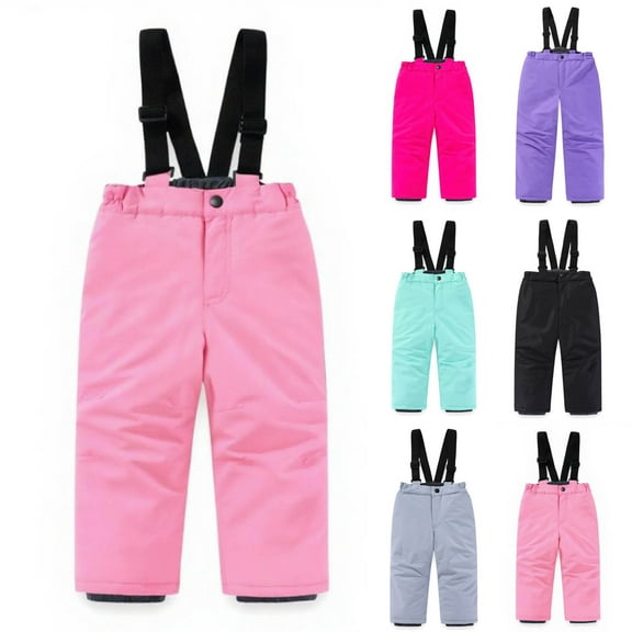 MKOSPLRT Kids Snow Bibs Girls Boys Snow Pants Ski Bib Overall Waterproof Windproof Warm Outdoor Snowboard Jumpsuits 2-13 Years