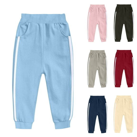 MKOSPLRT Kids Sweatpants 4-15Y Elastic Waist Baggy Sweat Pants Striped Color Block Athletic Joggers Baggy Cinch Bottom Sweatpants with Pocket