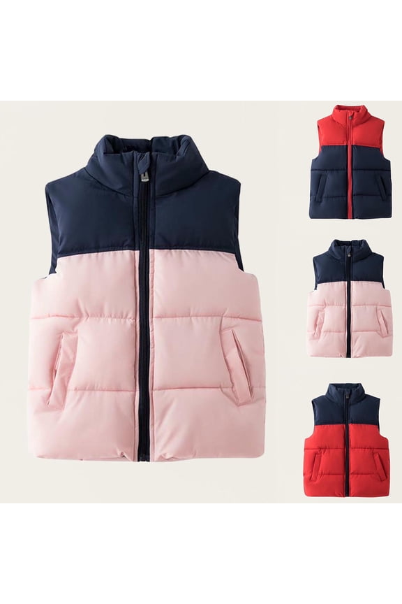 Kids Toddler Puffer Down Vest for Boys Girls 3-12Y Winter Warm Sleeveless Padded Jacket Unisex Stand Collar Quilted Outerwear