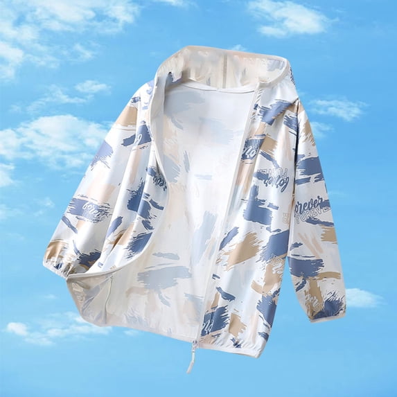 MKOSPLRT Kids UPF 50+ Sun Shirt 3-16 Years Girls Quick Dry Sun Protection Clothing Lightweight Camo Print Athletic Hoodie