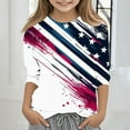 thumbnail image 1 of MKOSPLRT Kids USA Star Stripes Fourth July Tee Shirts 3/4 Sleeve Vintage Shirts Crew Neck American Flag Shirts for Girl Boy 3-12 Years, 1 of 5